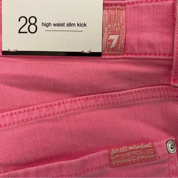 7 For All Mankind Pink High Waist Slim Kick Jean, NEW  Size 28 - Picture 7 of 9
